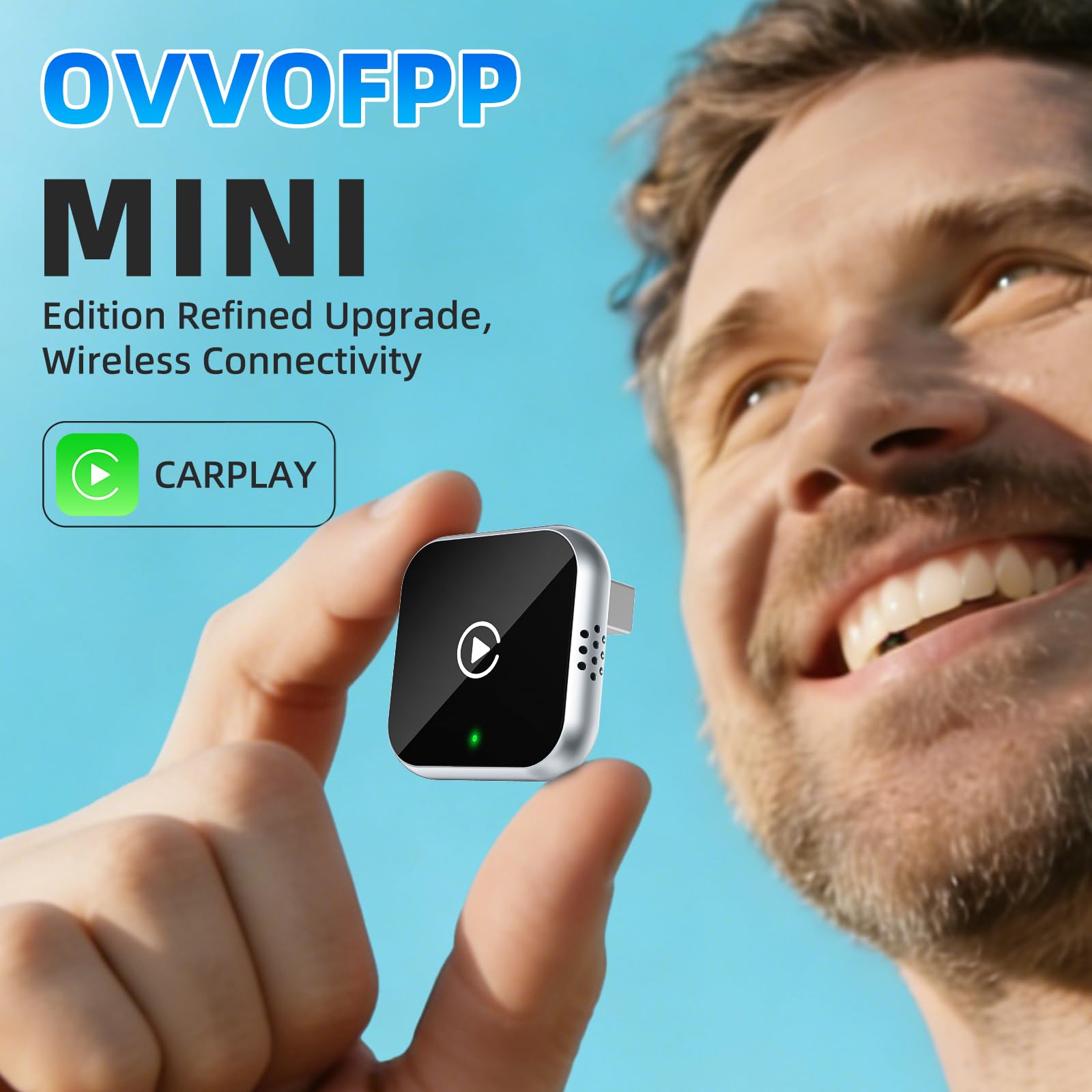 OVVOFPP 2026 Adaptateur CarPlay sans Fil Puce quadricœur 5G sans Latence Filaire-sans Fil prêt à l'emploi,Connexion Rapide et Stable, Compatible avec Les Véhicules Fabriqués Après 2016