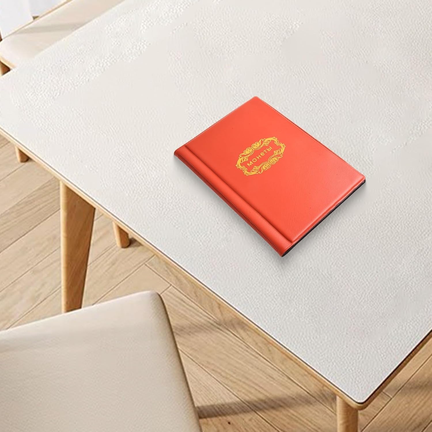 Coin Book Album 120 to 28mm, Row Display Holder with Artificial Leather and PVC for Pages Tokens Medallions Badges, Red(red)