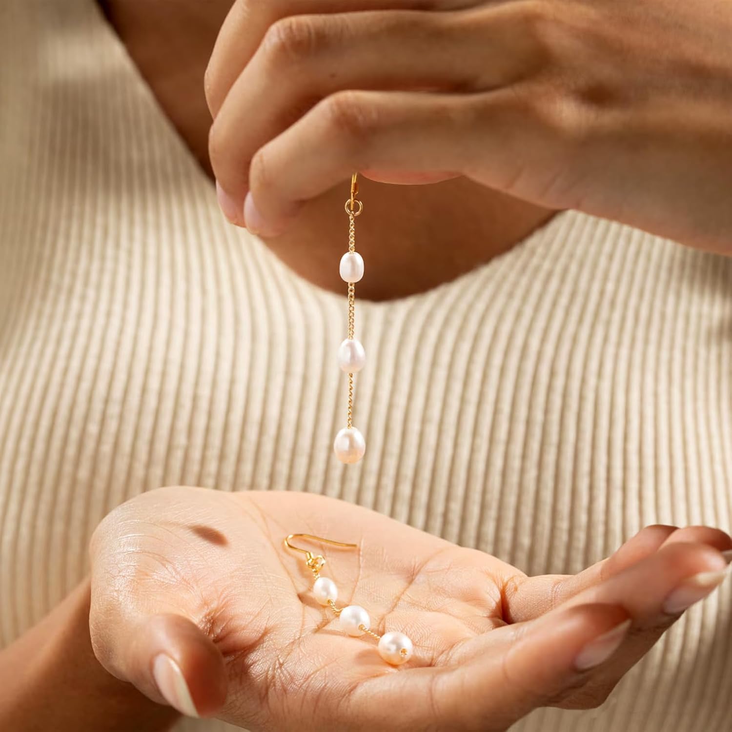 Gold Silver Pearl Dangle Earrings Prom Bridal Wedding White Pearl Drop Earrings for Women Elegant Jewelry - Image 7