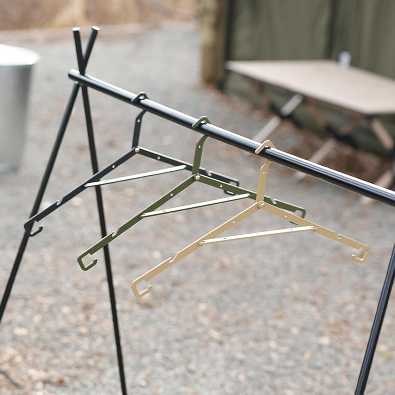 Camping Gear, 2pcs Portables Folded Clothes Drying Rack Space Saving Hangers Compacts Hangers for Travel and Outdoor Camping image 5