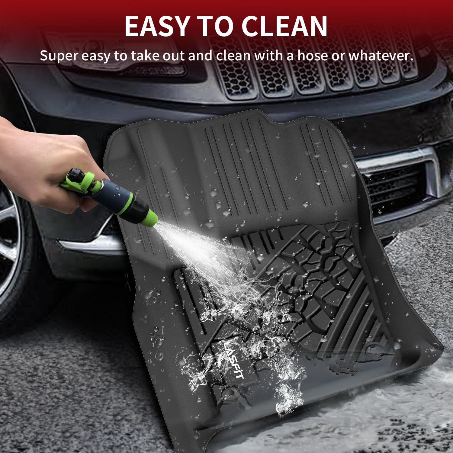 LASFIT Floor Mats & Trunk Mat for Jeep Grand Cherokee 2013 2014 2015 All Weather TPE Custom Fit Car Mats Floor Liners Cargo Liner Cargo Mat Black - Image 7