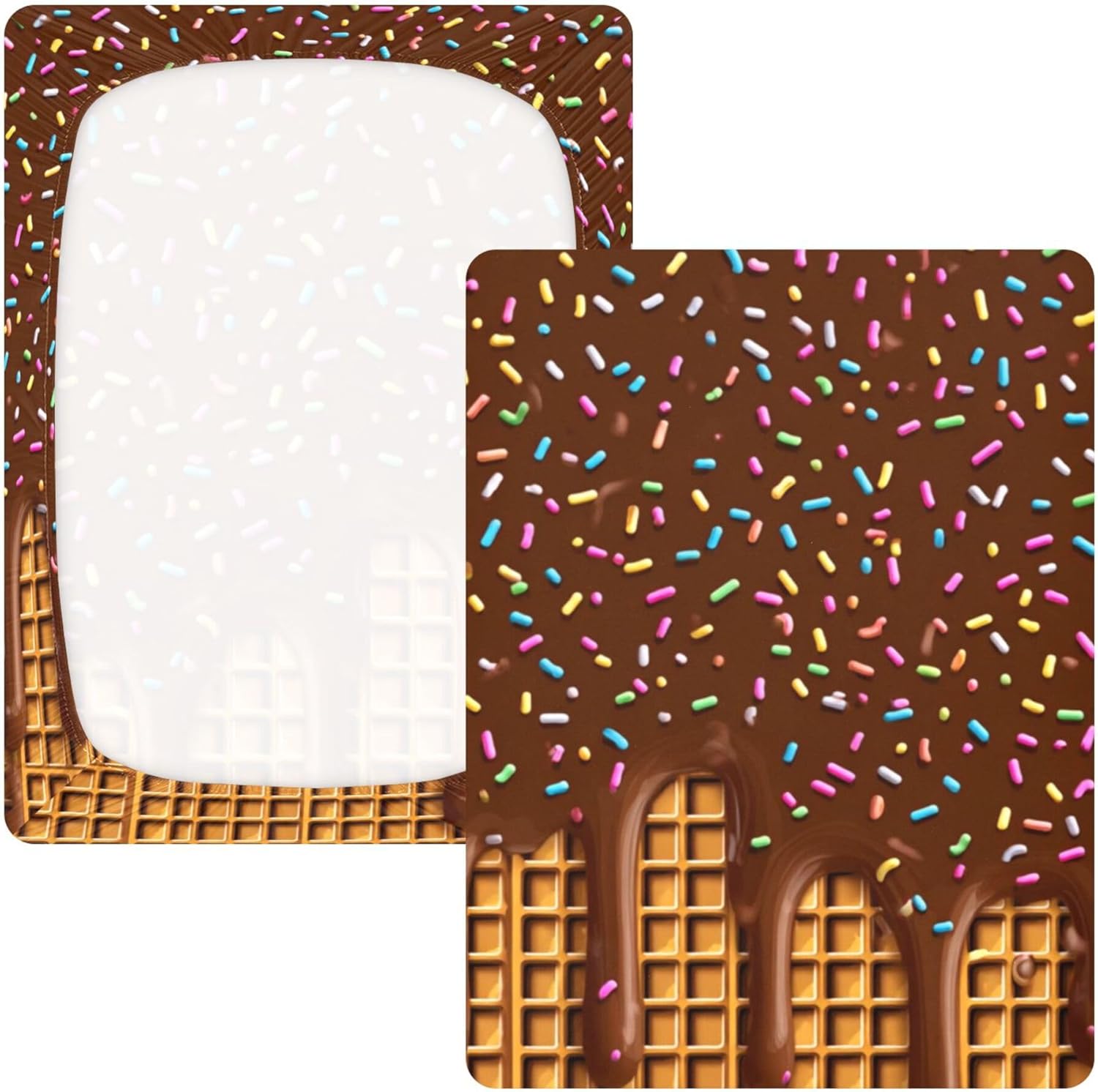 Ice Cream Chocolate Crib Sheets Soft Breathable Fitted Cotton Baby Crib Sheets Mattress Cover for Girl Boy, 52" x 28" x 9"