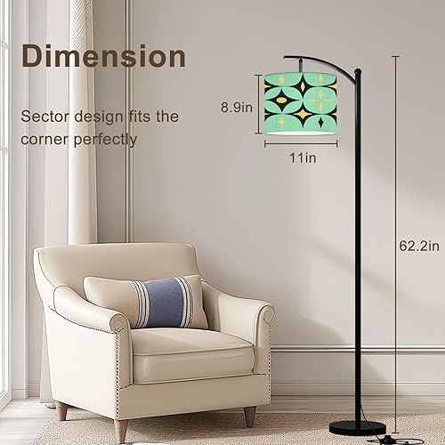 Miniatura 2 de Arc Floor Lamp Mid Century Vintage 1950s Modern Retro Geometric Tall Standing Lamp Modern Dimmable with Remote Adjustable Drum Shade Footswitch for