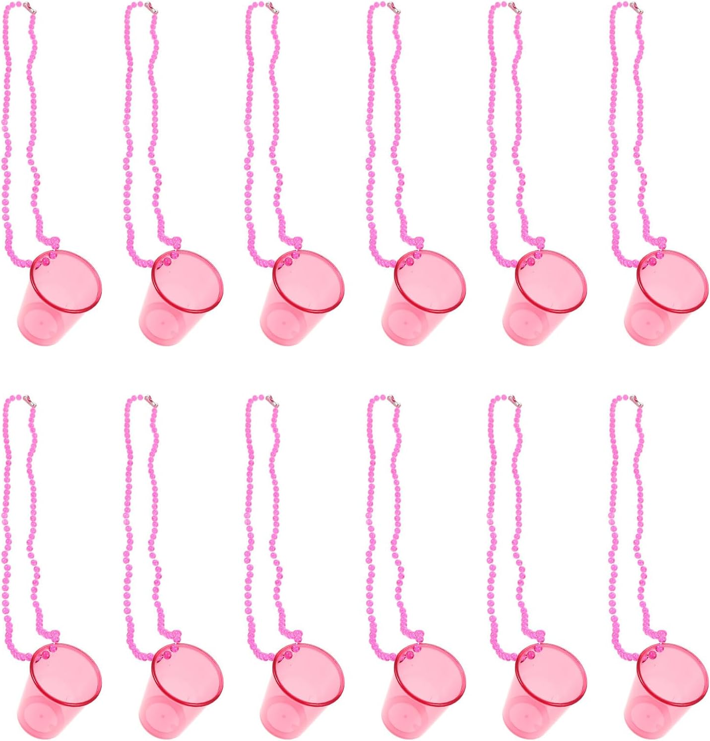 Beaded Necklace Shot Cups 12Pcs Party Wine Shot Cups Pink for Festival Bachelorette Birthday Party Accessories