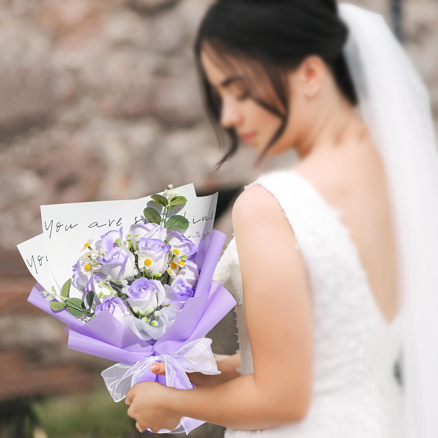 Artificial Soap Flowers Preserved Roses Bouquet Gift for Women Mom Wife Girlfriend Grandma on Birthday, Mother’s Day, Anniversary, Valentine’s Day, Christmas (Purple)
