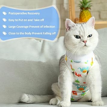 Coppthinktu Cat Recovery Suit Female Cat Onesie After Surgery Anti Licking