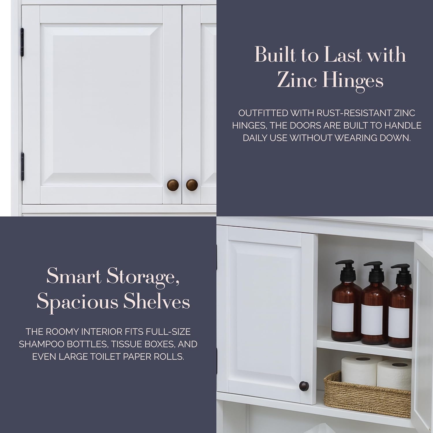 Dorset Bathroom Wall Cabinet - White Bathroom Cabinet Wall Mount Medicine Organizer with Adjustable Shelves, 2 Doors & Open Shelf - Space Saver Above Toilet Storage Cabinet by Alaterre Furniture