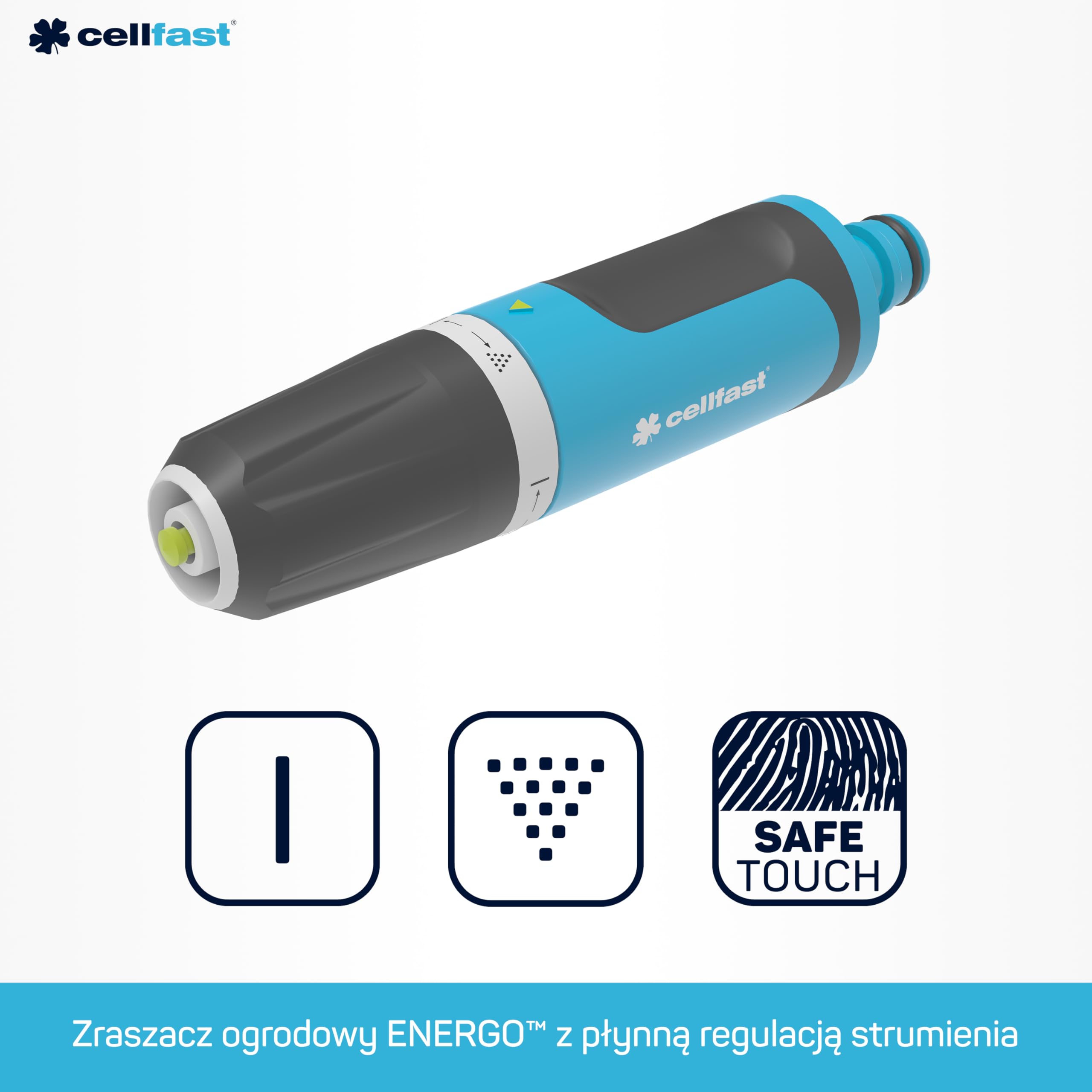 CELLFAST Zraszacz Prosty Zraszacz Ogrodowy Do Trawnika Kwiatów Roślin System Safetouch ENERGO