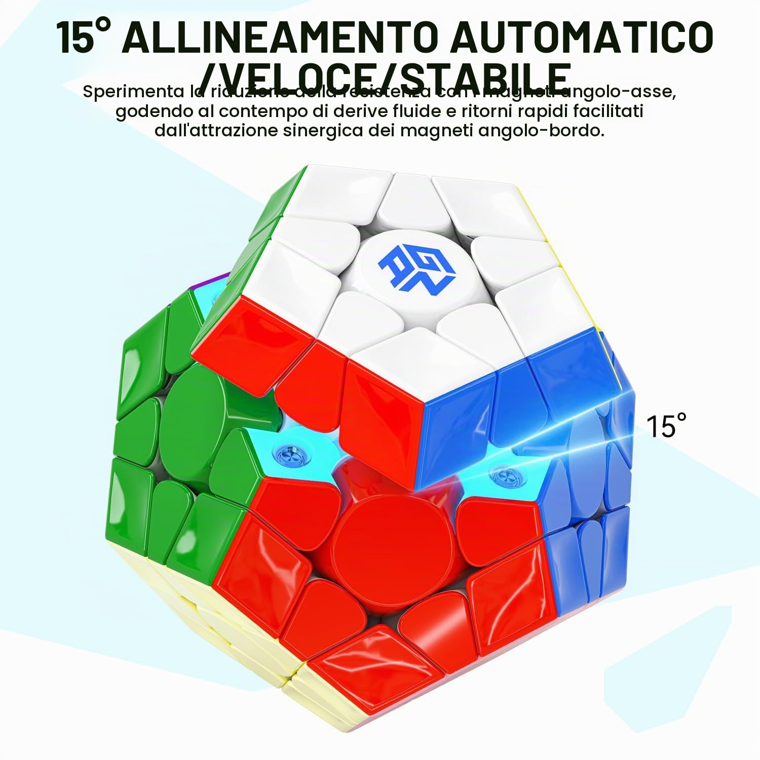 GAN Megaminx Maglev Cube, Magnetico Pentagonale Speed Cube Dodecahedron Cubo Magico di Veloce e Liscio, Regalo di Natale per Bambini & Adulto, UV Coated-Grigio