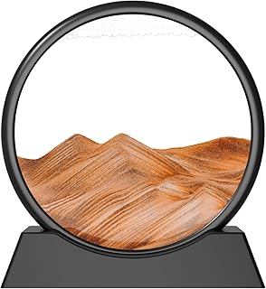 Fitifun Moving Sand Art, Liquid Motion Moving Sand Art Picture Sandscapes in Motion 3D Sand Painting for Home Decor and Office (Yellow, 7in)