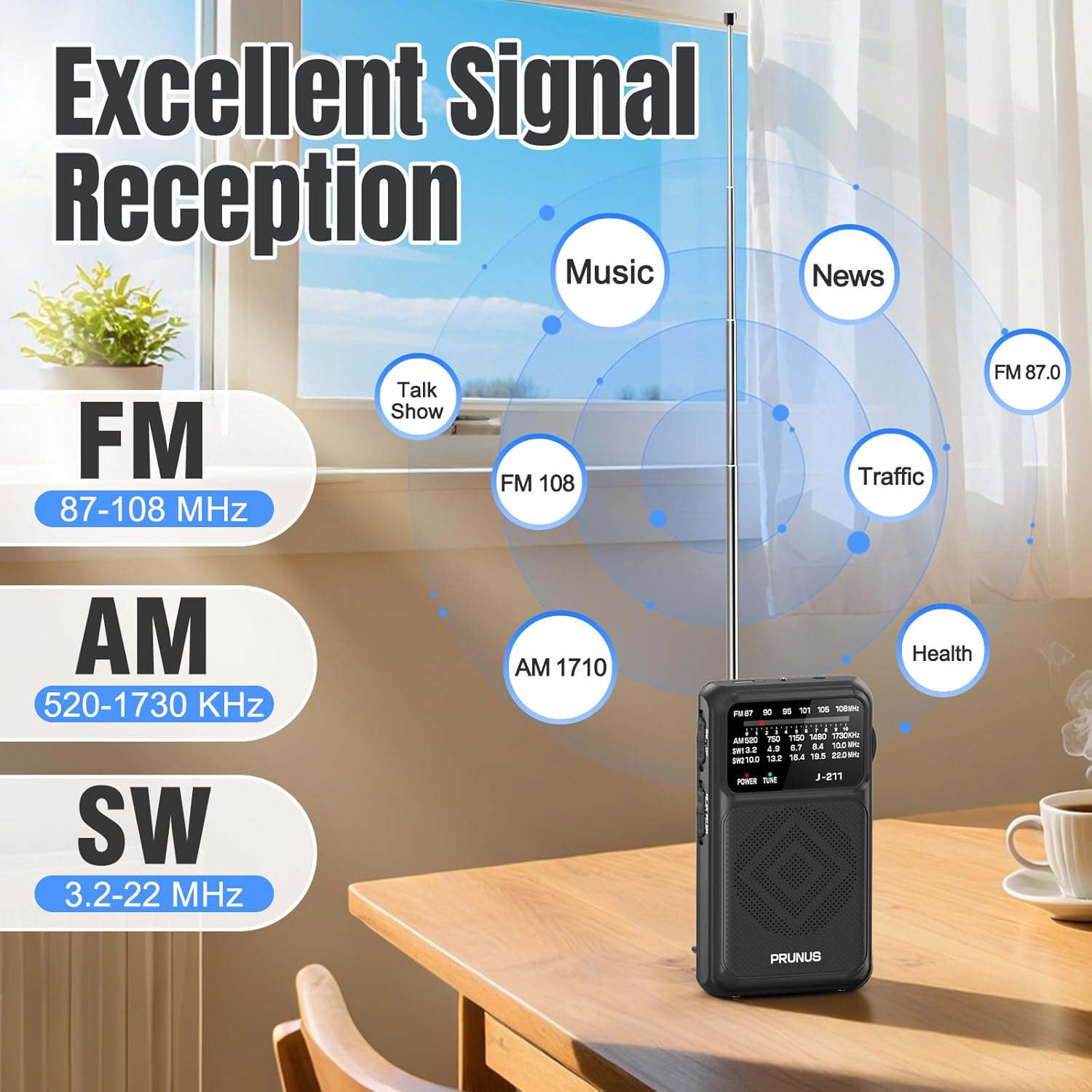 PRUNUS J-211 Portable Radio AM FM with USB C Charging and AA Battery Operated, Transistor Radio, Strong Reception& Clear Speaker, Headphone Jack, Back Clip, Lanyard, Small Radios Portable AM FM 7 71PRX7zpsLL. AC SL1500