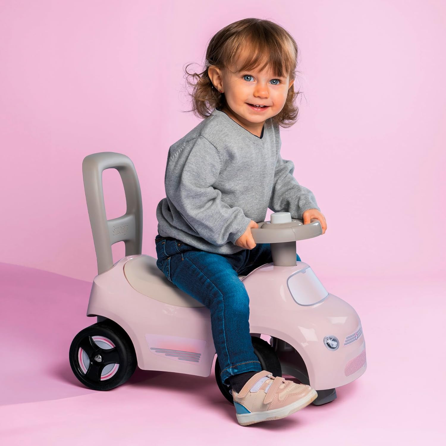 Smoby Pink Runner, 10 Months, Soft Lines, Modern Look and Integrated Steering Wheel Horn (7600720542)