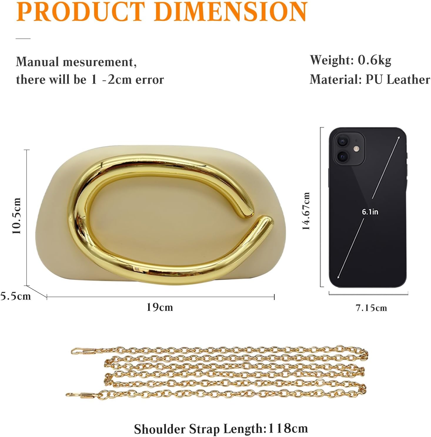 CORIOS Evening Bag for Women Acrylic Clutch Metal Handle Handbag Bridal Wedding Purse PU Leather Shoulder Crossbody Bag