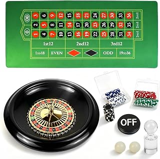 Casino Night Komplettes Spiel-Set enthält 40,6 cm grünes Roulette-Rad, 88,9 x 40,6 cm, Gummi-Tisch-Layout-Matte, 100 Chips, Dealer-Button, Gewinnmarker, Casino-Spiel-Sets, Geschenkideen