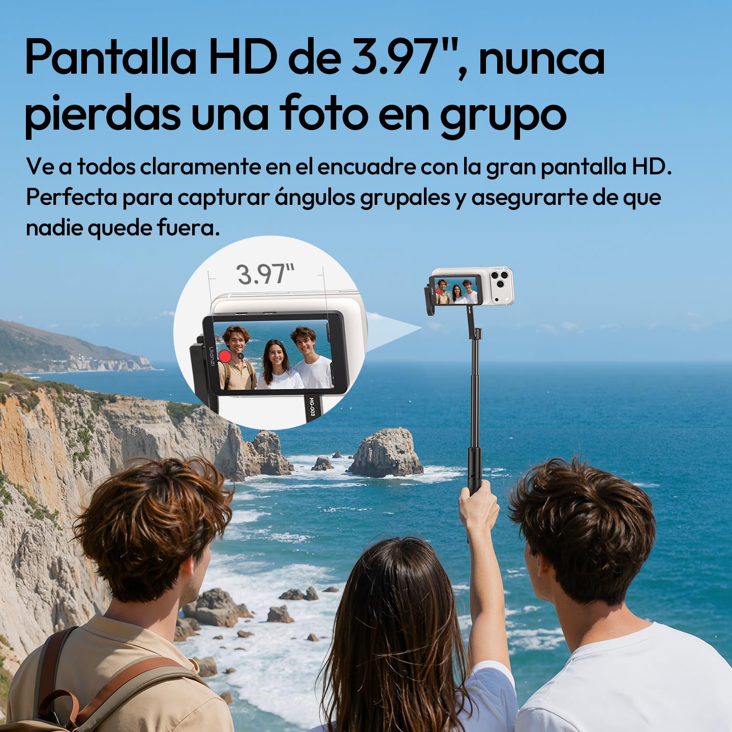 ULANZI VM1 Monitor Magnético para Selfie para Móvil, 4K 60 FPS Pantalla Magsafe para Vlog, Plug & Play, 3 Niveles de Brillo, USB-C 60W para iPhone 17-15, Cámara Trasera Android, TikTok Youtube