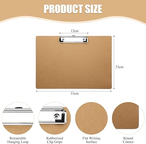 Miniatura 9 de Sherr 30 portapapeles horizontales de madera grandes de 9 x 13 pulgadas con clip de perfil bajo, diseño de portapapeles de paisaje para escuela,