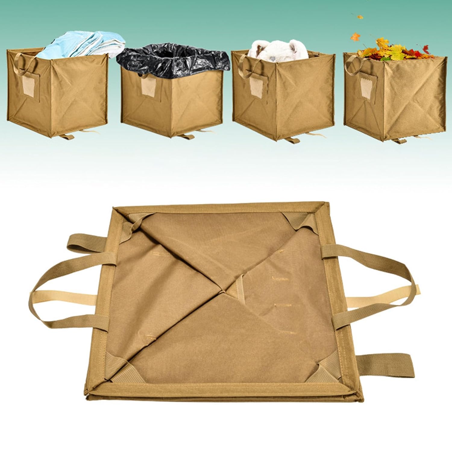ljhnba Trash Storage Basket with Rope Foldable Outdoor Multifunction Box for Camping Organizers with Handle Foldable Can