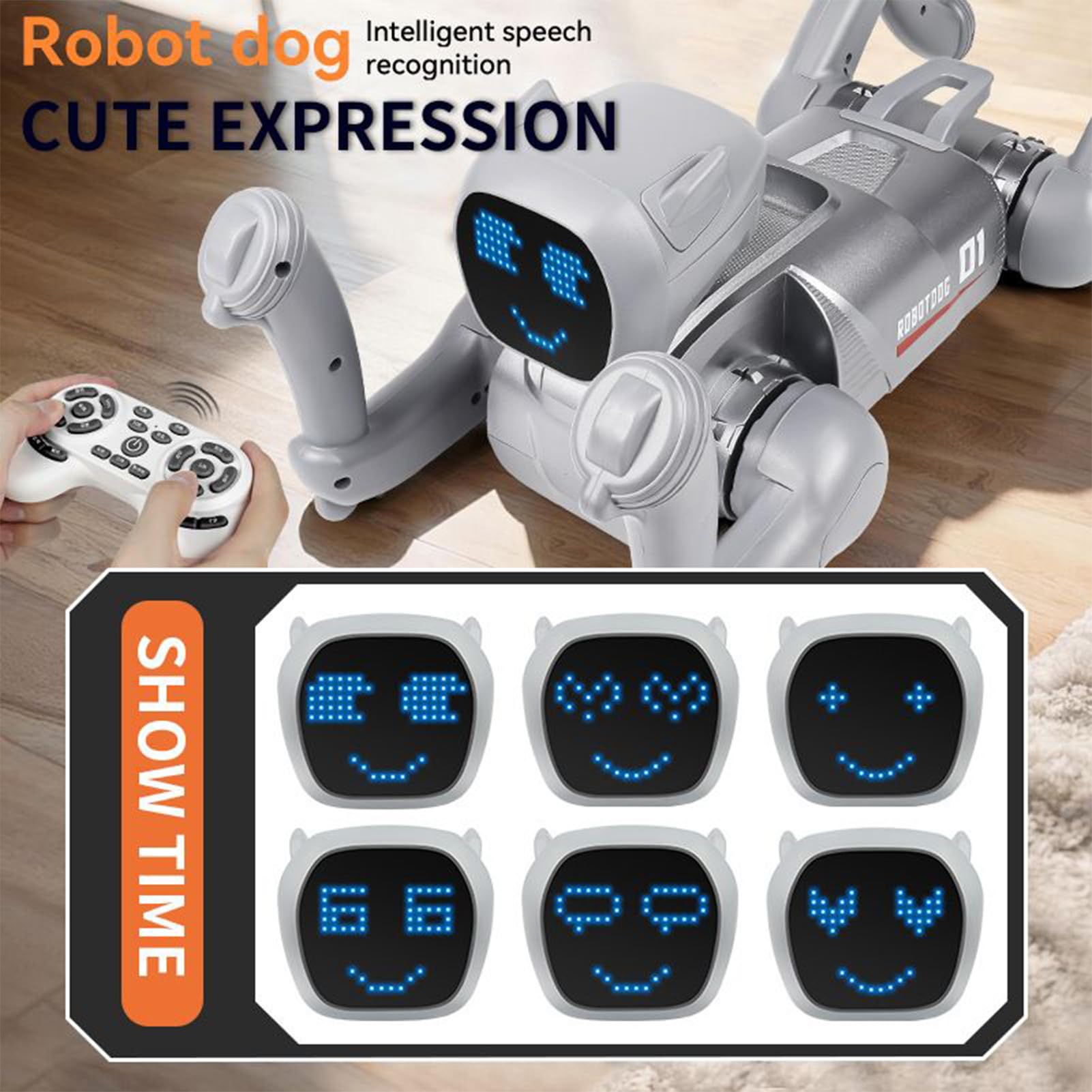 Cani Robotici Per Piccoli Giocattoli Educativi Realistici Figure | Giocattoli Cane Robot Acrobatici Faccia LED Per Bambini E Bambine Casa Interni Giochi Giardino Compleanno Vacanze N
