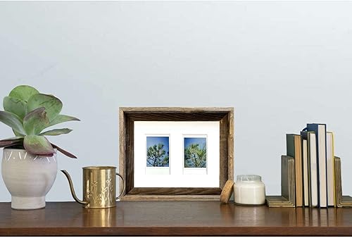 Miniatura 10 de BARNWOODUSA Marco de fotos rústico para uso con Instax - 8 aperturas - 3.25 x 2 pulgadas, tapete blanco