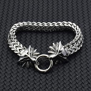 Bracciale A Catena A Maglie Franco Con Testa Di Lupo In - Foto 7