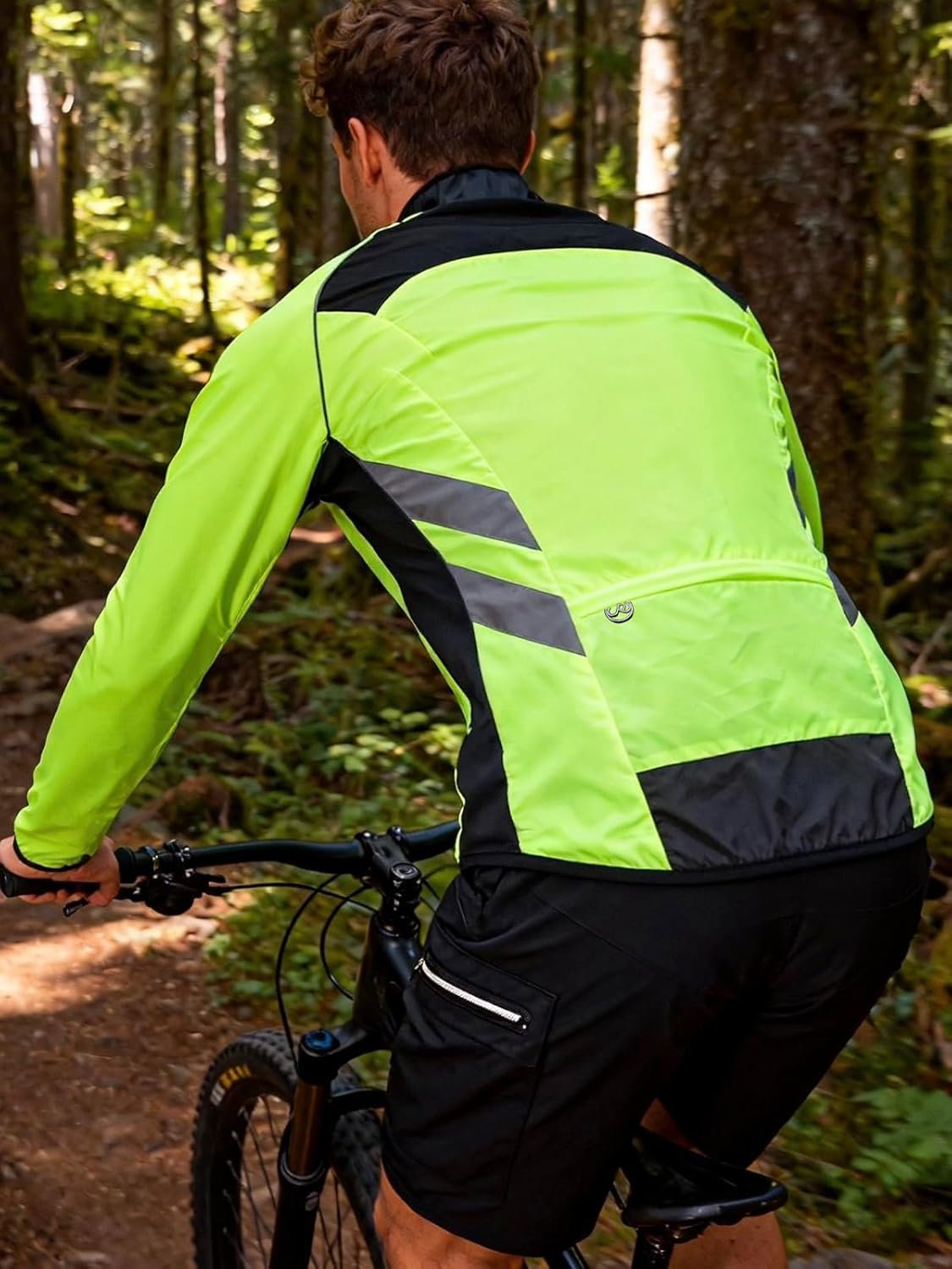 WOSAWE Men's High Visibility Cycling Wind Jacket Water Resistance Reflective Windbreaker