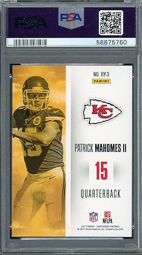 Miniatura 2 de Patrick Mahomes 2017 Panini Contenders Football Rookie Card #RY-3 Graded PSA 9
