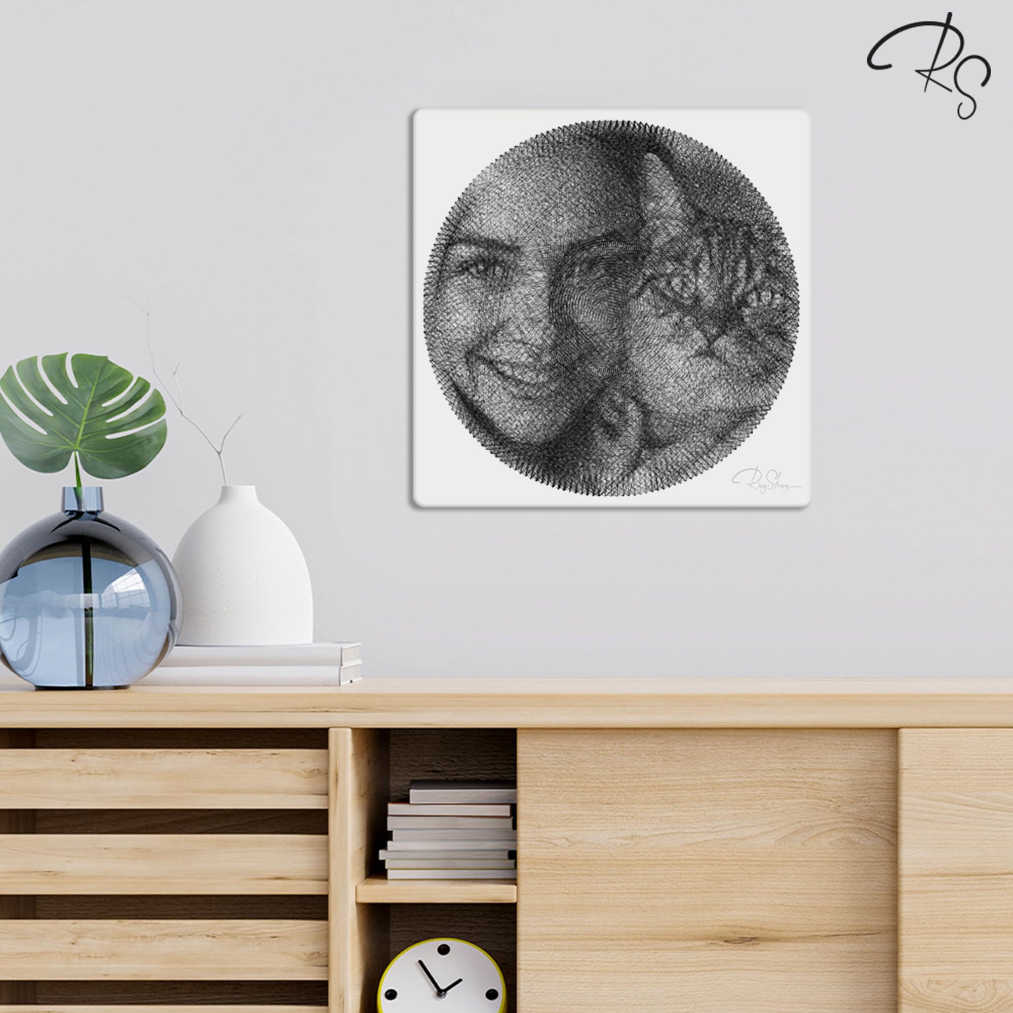 String Art Fadengemälde DIY personalisiertes Geschenk eigenes Bild Garnportrait Wandbild Mini 35x35 cm