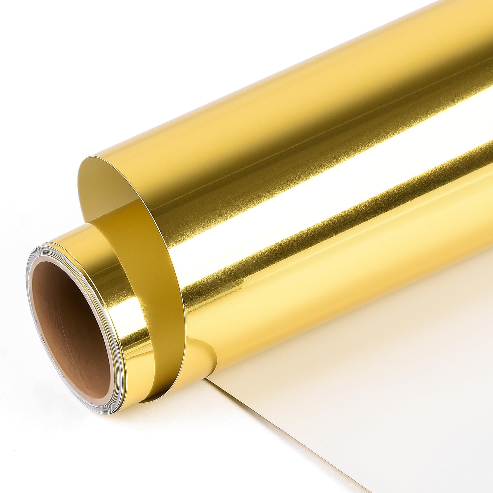 AMAZINGHOME Light Gold Permanent Vinyl Roll with PET Backing - 30.5 x 170 cm Self Adhesive Vinyl for Silhouette Easy Weed & Bubble Free