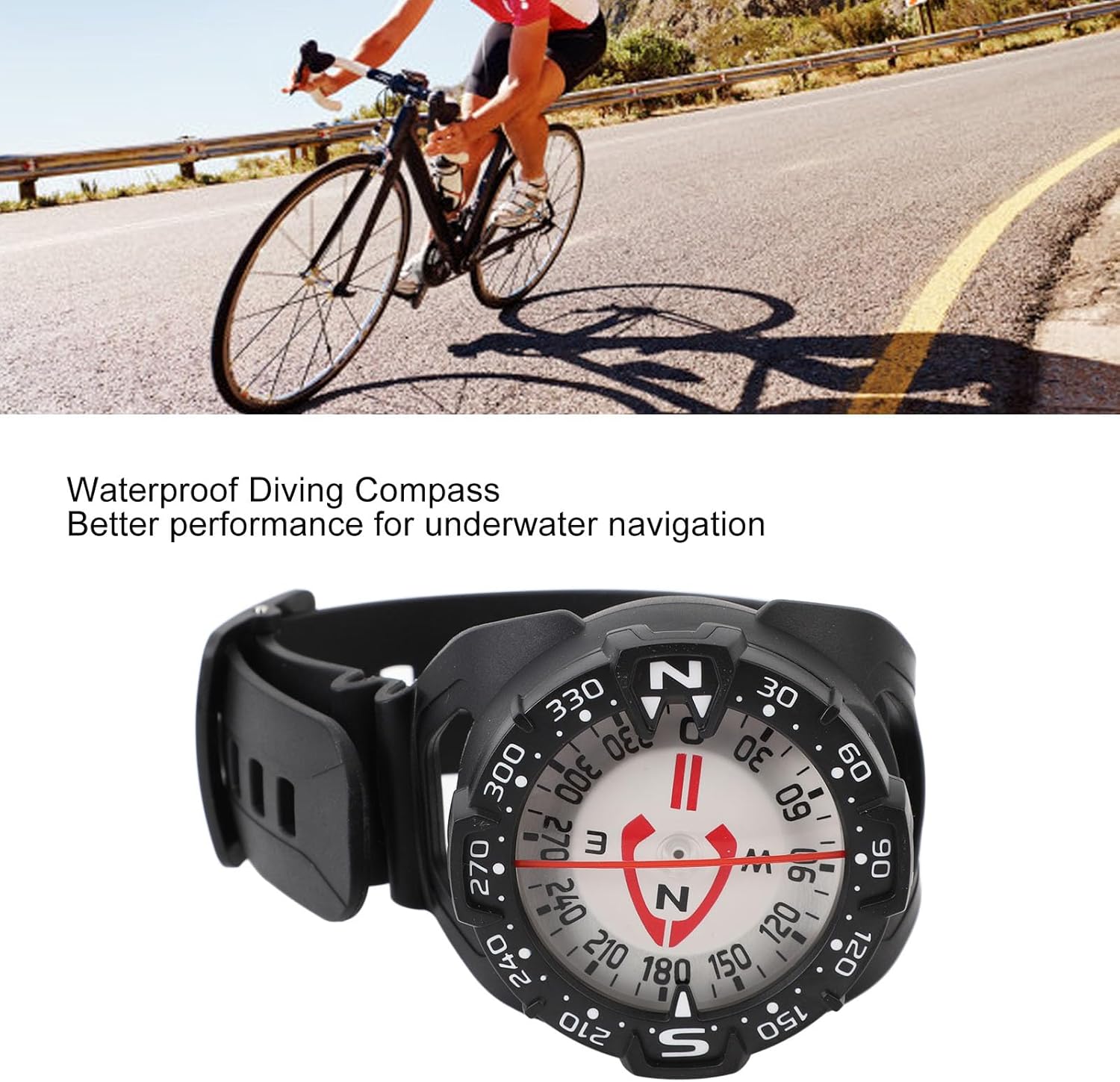 Diving Wrist Compass, Accurate Scuba Dive Compass with Adjustable Strap, High Visibility Underwater Navigation, Depth 70m Rating for Sailing, Hiking, Survival Emergency