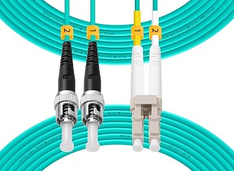 Fibergaga-OM3 LC to ST Multi-Mode Fiber Patch Cable,Duplex 50/125m 10G/40G OD-2.0mm Fiber Optic Jumper Optical Patch Cord LSZH -3M10ft