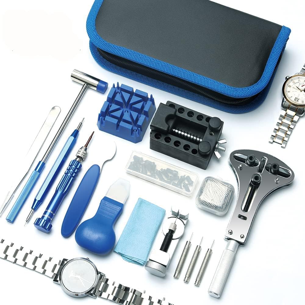 Kingsdun Watch Repair Kit, Professional 208Pcs Watch Battery Replacement Tool Watchband Link & Back Remover, Spring Bar Tool Kit with Carrying Case & Instruction Manual : Clothing, Shoes & Jewelry