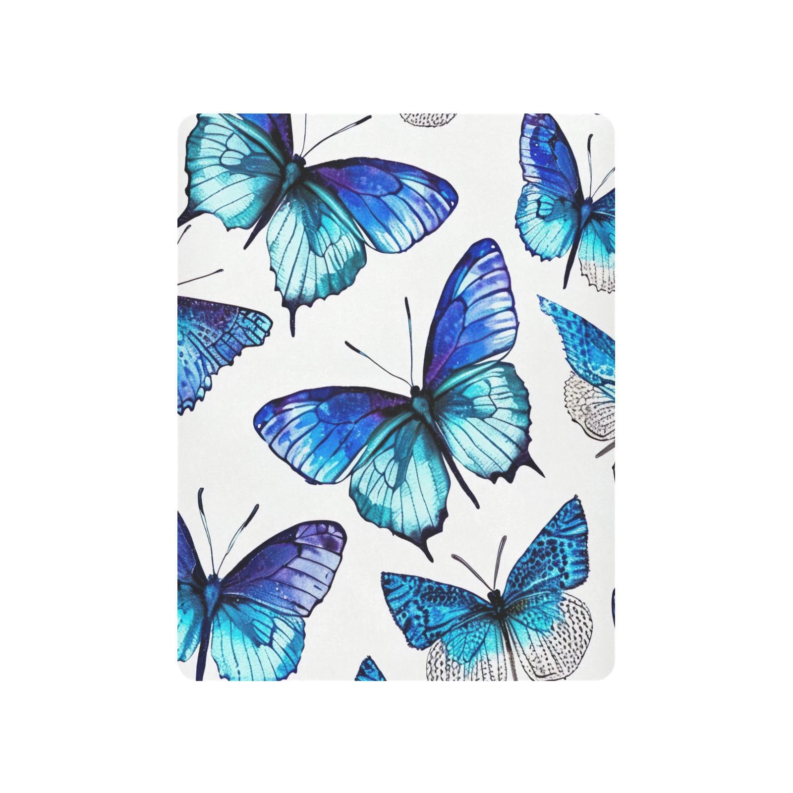 Haskirky Blue Butterfly Baby Crib Sheets for Boys Girls Soft Breathable Elasticity Fitted Unisex Crib Sheet for Standard Crib Mattress 27 x 39 inches