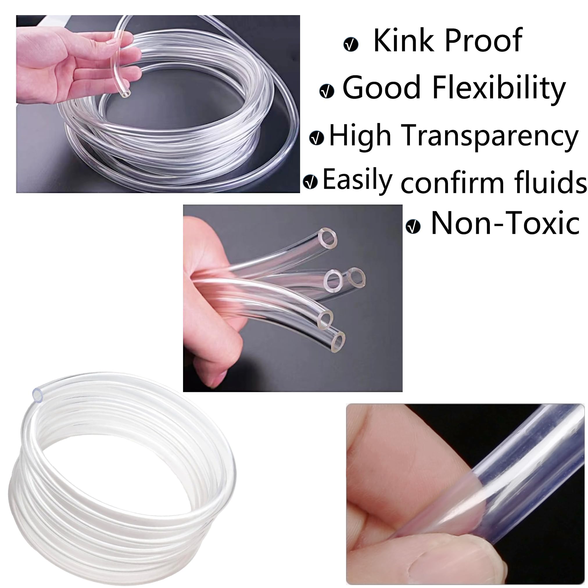 AOPANDA Tubo de vinilo transparente de PVC de 50 pies, diámetro interior de 1/4 pulgadas, tubo de PVC flexible, manguera de PVC híbrida, tubo de plástico ligero