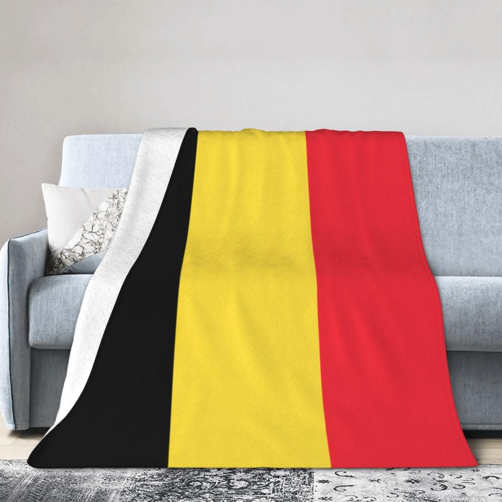 Flag of Belgium 50"x40" Fleece Blanket, Full Size, Super Soft, Suitable for Bed, Sofa, Camping, All Seasons