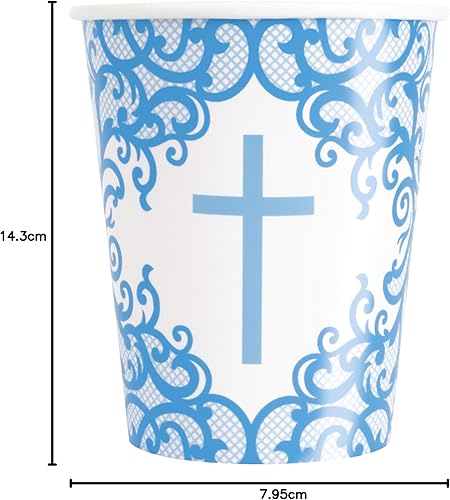 Miniatura 10 de Unique Fancy Cross - Platos redondos de papel, 9 pies, color dorado, 8 unidades