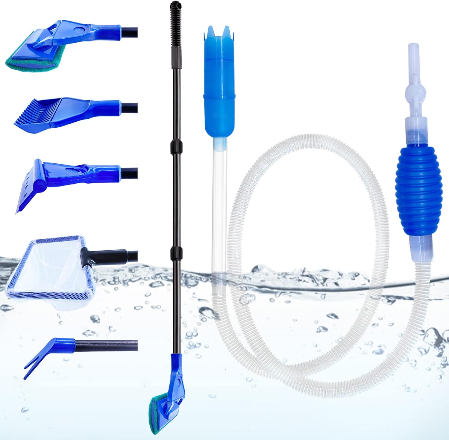 Fortune-star Aquarium Gravel Fish Tank Cleaner Tools, Hand Syphon Pump to Drain Cleaner Kit Algae Scrapers Set for Various Sizes of Fish…