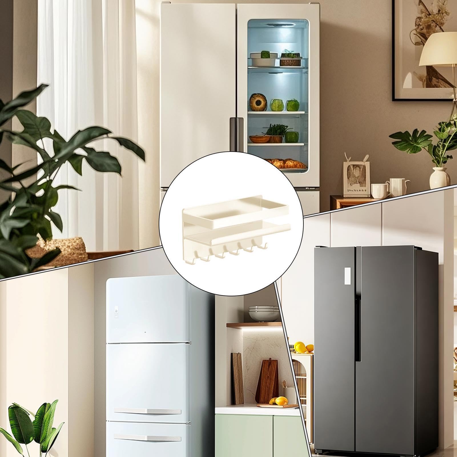 Genérico Estante Magnético Estante de Pared Sin Taladro con 6 Ganchos | Soporte de Cocina para Almacenamiento para Despensa, Baño, Lavandería, Garaje, Dormitorio, Oficina, RV, Mostrador de Cocina