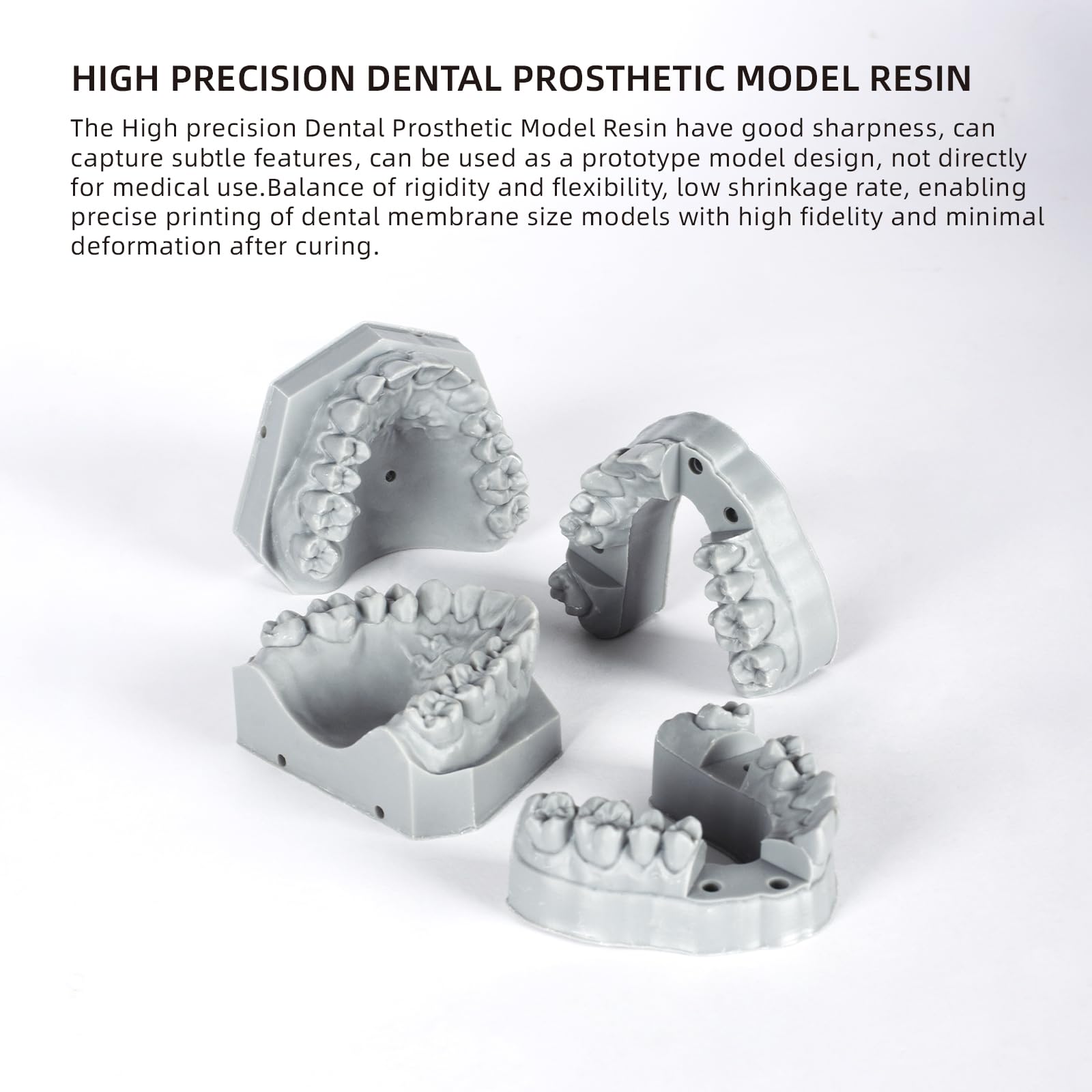 Dental-Kieferorthopädie-Modell, 3D-Druckerharz, Hohe Genauigkeit und geringe Schrumpfung, Glatte Oberfläche, für kieferorthopädische Zahnformen, Zahnimplantat-Modell (Light Grey)