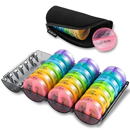 Yaklim Monthly Pill Organizer 2 Times a Day with AM
