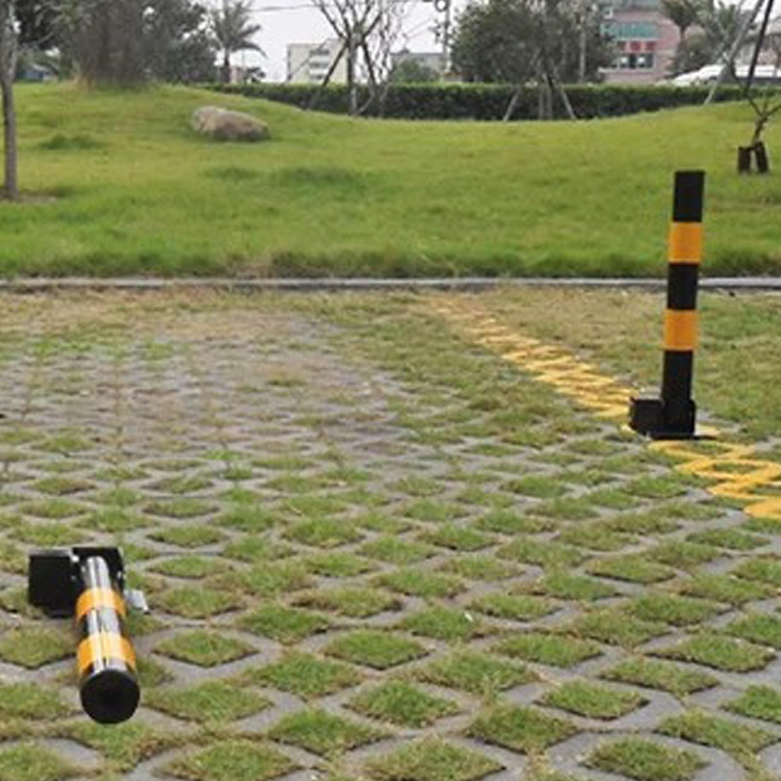 Genérico Bolardo de Seguridad Plegable de Acero con Cerradura y Tira Reflectante, Barrera de estacionamiento de Alta Resistencia, Poste delimitador de tráfico para protección de entradas de vehículos