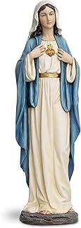 DevotedWalls 20.5" H Virgin Mary Statue,Immaculate Heart of Mary Statue for Easter,Exquisitely Hand Painted Mother of Jesus Statue,Hand Made Maria Catholic Figurine for Home Decor(Full Color)