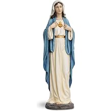 DevotedWalls 20.5" H Virgin Mary Statue,Immaculate Heart of Mary Statue for Easter,Exquisitely Hand Painted Mother of Jesus Statue,Hand Made Maria Catholic Figurine for Home DecorFull Color
