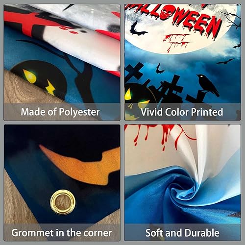 Miniatura 3 de Telón de fondo de Halloween de 7 x 5 pies, luna azul, fondo de Halloween para fotografía, noche de terror, decoración de fiesta de Halloween,