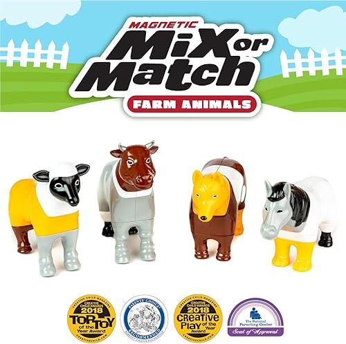 Miniatura 3 de Juego de juguetes magnéticos para mezclar o combinar animales de granja, 16 piezas