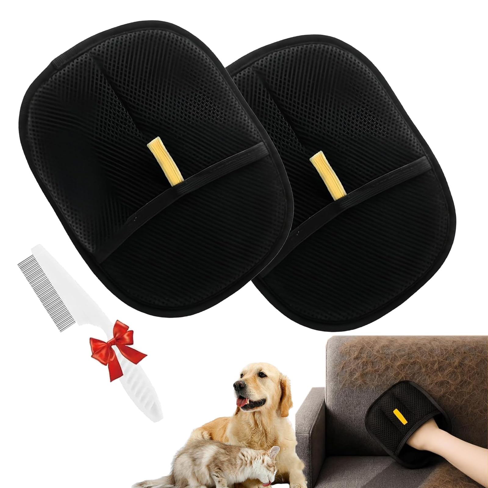 NNBWLMAEE Pet Hair Removal Glove, Static Removal Grooming Gloves, Double-Sided Brush for Carpet, Sofa, Bed, Clothes (2pcs) — image 1