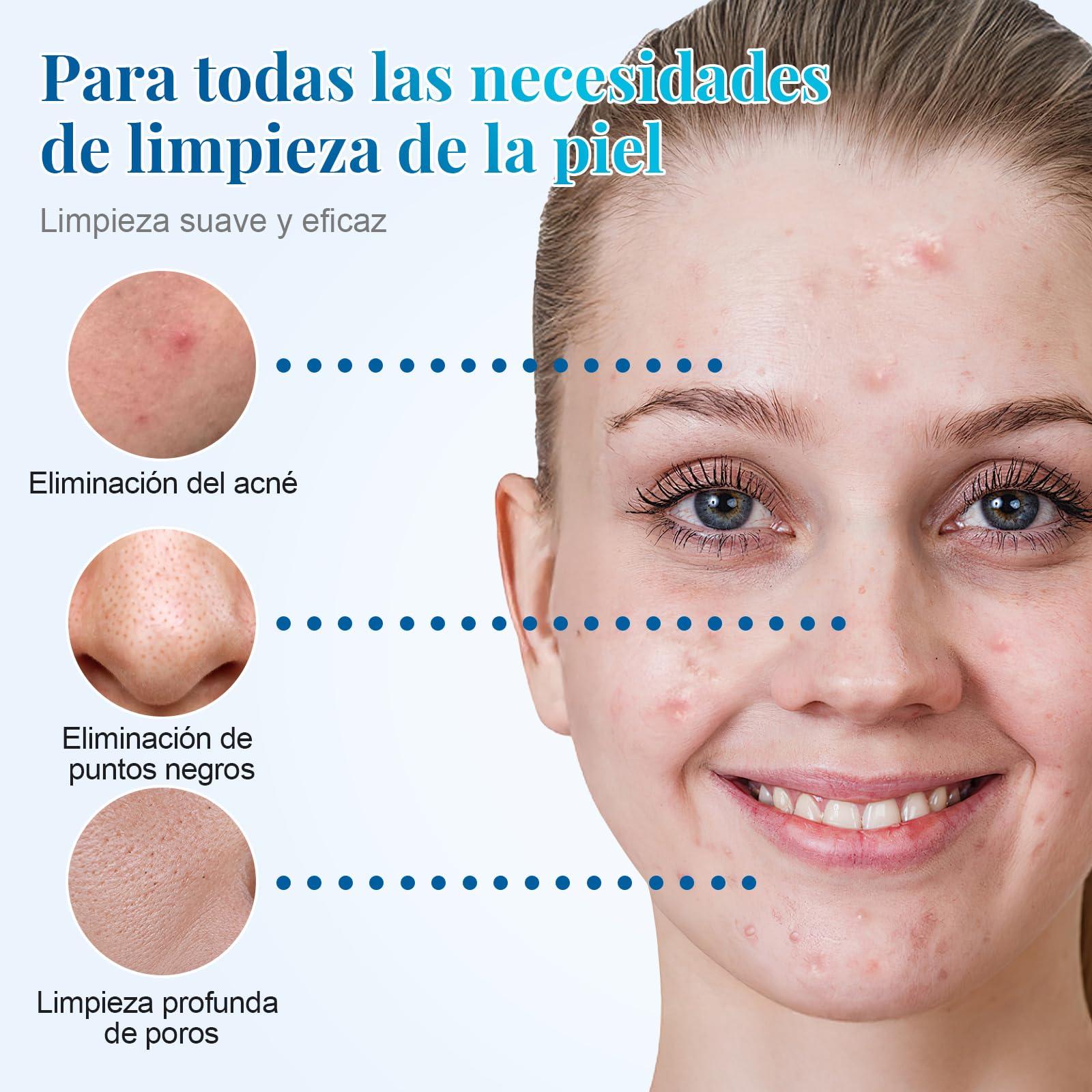 Limpiador Facial Electrico, 3 en 1 Cepillo de Limpieza Facial con 4 cabezales limpiadores Masajeador Facial Con EMS y Calefacción, Para Limpieza Profunda, EliminacióN de Acné y Puntos Negros
