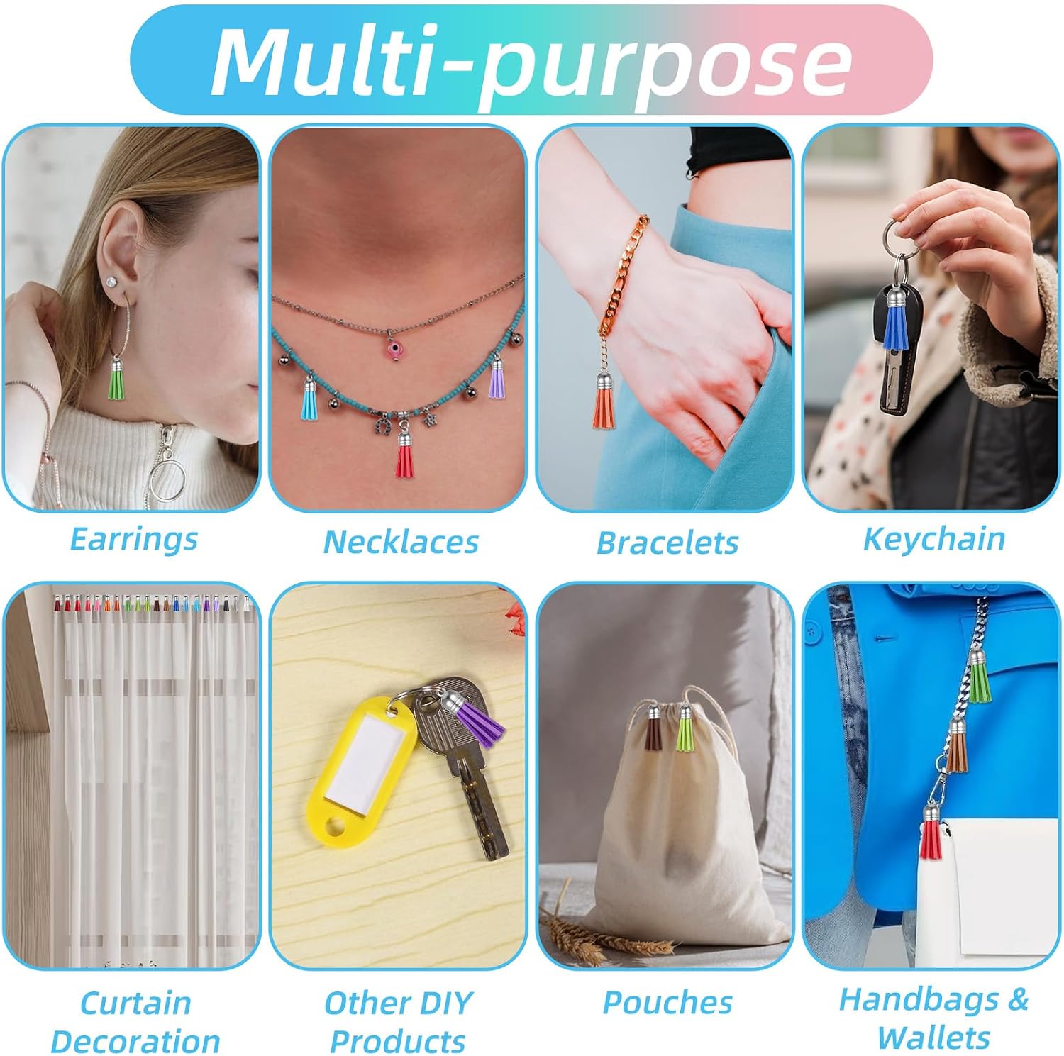 Keychain Tassels, 60PCS Tassels for Keychain Making, Key Chain Tassel for Keychains Phone Straps Pendants Crafts