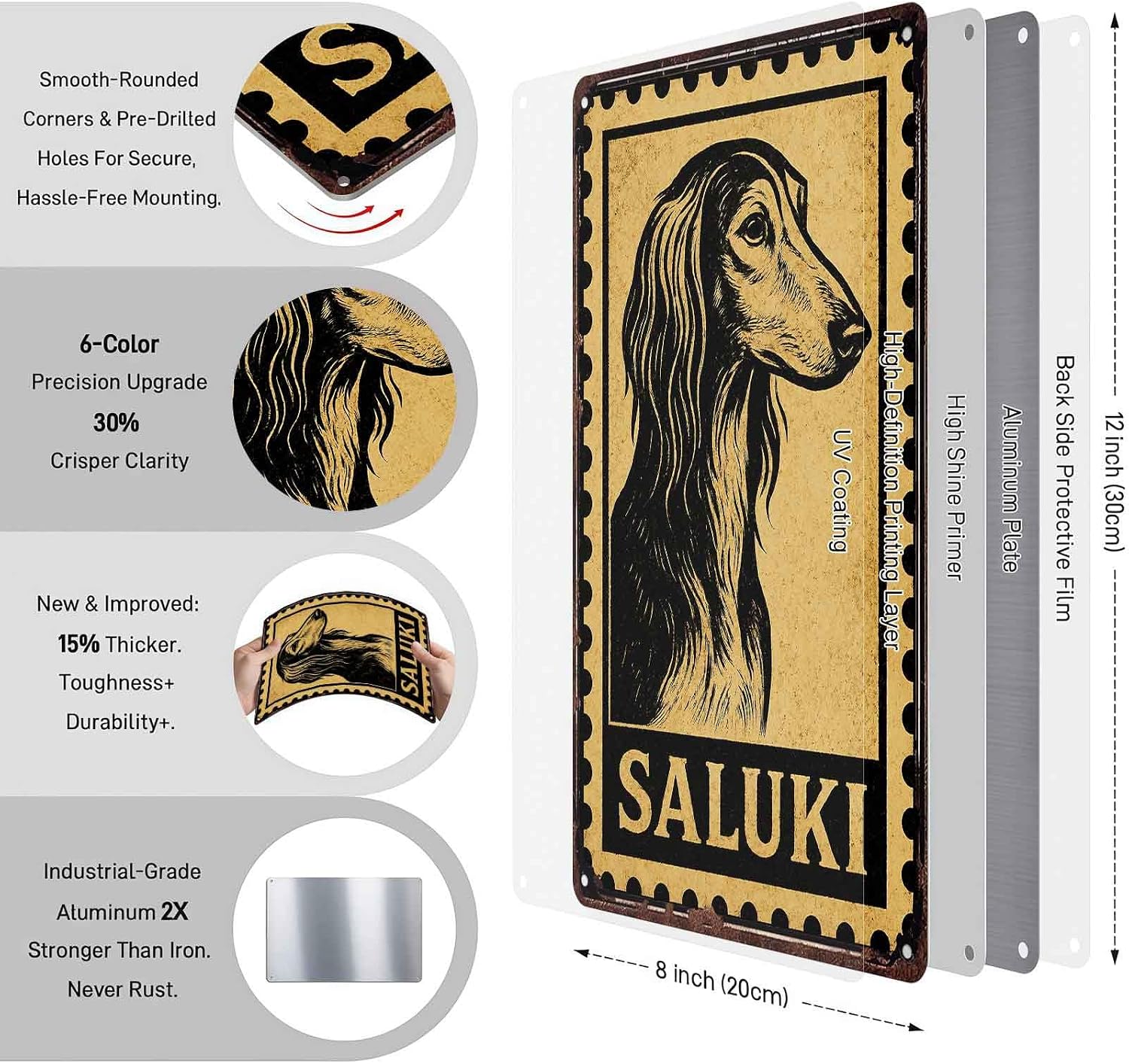 Vintage Saluki Dog Metal Signs 8x12 Inch, Bedroom Wall Decor image 2