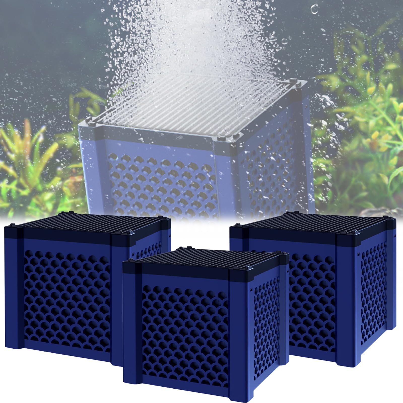 Filter Cube, Filtercube, Filter Natur Würfel, Aktivkohle Filterwürfel, Clever Cube Aktivkohle Pferde, Aktivkohlefilter Pferdetränke, Wassertrog Purifier Cube Für Teiche, Aquarium, Vorratstank (3PCS)