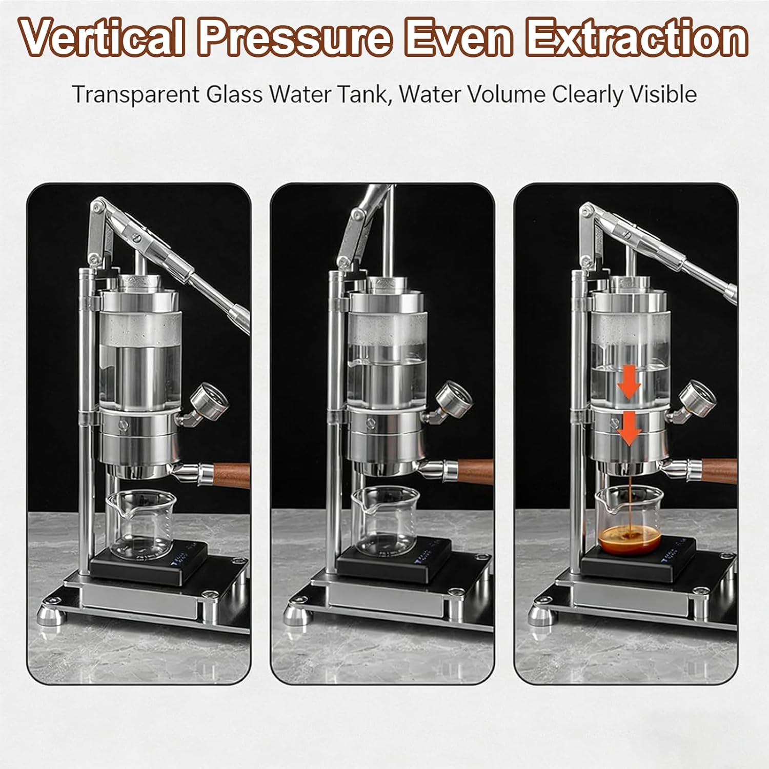 Manual Lever Portable Espresso Maker, Stainless Steel Coffee Maker, 1-16bar Pressure, 58mm Brew Head, Adjustable Pre-extraction Time, For Cappuccino, Latte, Macchiato